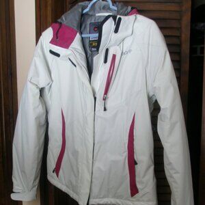 NEW W/TAGS WOMEN SZ 8 SPYDER 'SHASTA' SKI / SNOWBOARD JACKET WHITE AND MAGENTA